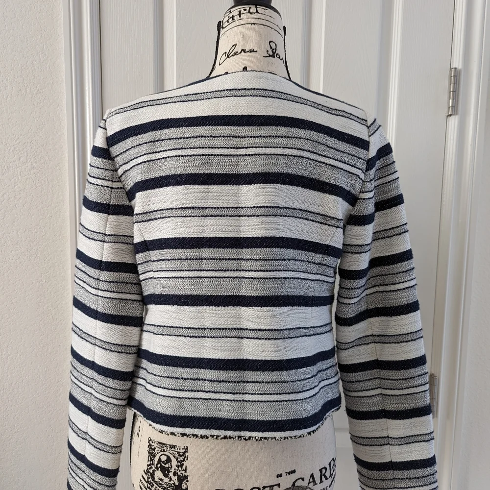 The Limted Stripe Blue and White Blazer Jacket Size 2 - Picture 5 of 7